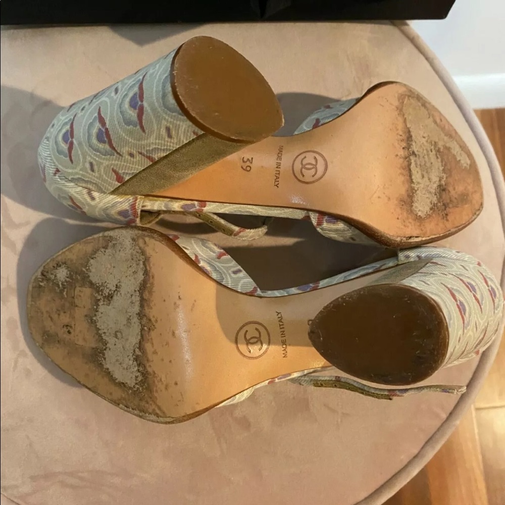 Authentic Chanel Gray Heeled Sandals 39 - Picture 4 of 9